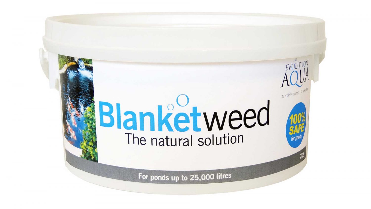 Evolution Aqua Blanketweed 4kg is a wildlife and pond filter friendly blanket weed treatment for ponds up to 50,000 litres. Blanketweed is 100% fish, plant and wildlife safe, and using it won’t negatively affect any beneficial bacteria or biological filters. It can be used in any ornamental ponds or closed bodies of freshwater and UV clarifiers do not need to be turned off when using it.