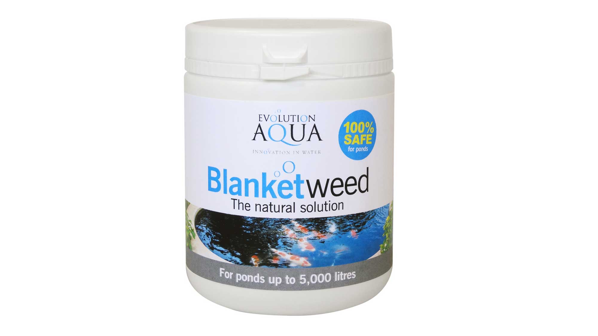 Blanketweed 800g Evolution Aqua Blanketweed 800g is a wildlife and pond filter friendly blanket weed treatment for ponds up to 10,000 litres. Blanketweed is 100% fish, plant and wildlife safe, and using it wonโt negatively affect any beneficial bacteria or biological filters. It can be used in any ornamental ponds or closed bodies of freshwater and UV clarifiers do not need to be turned off when using it.
