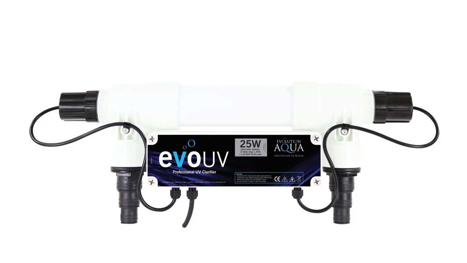 Evolution Aqua Evo 25W UV clarifier kills unicellular algae that cause green water, for a crystal clear and healthy pond. The evoUV range of clarifiers come in six different sizes from 15W-110W to cater for ponds of varying sizes, fish stocks, and sunlight exposure.