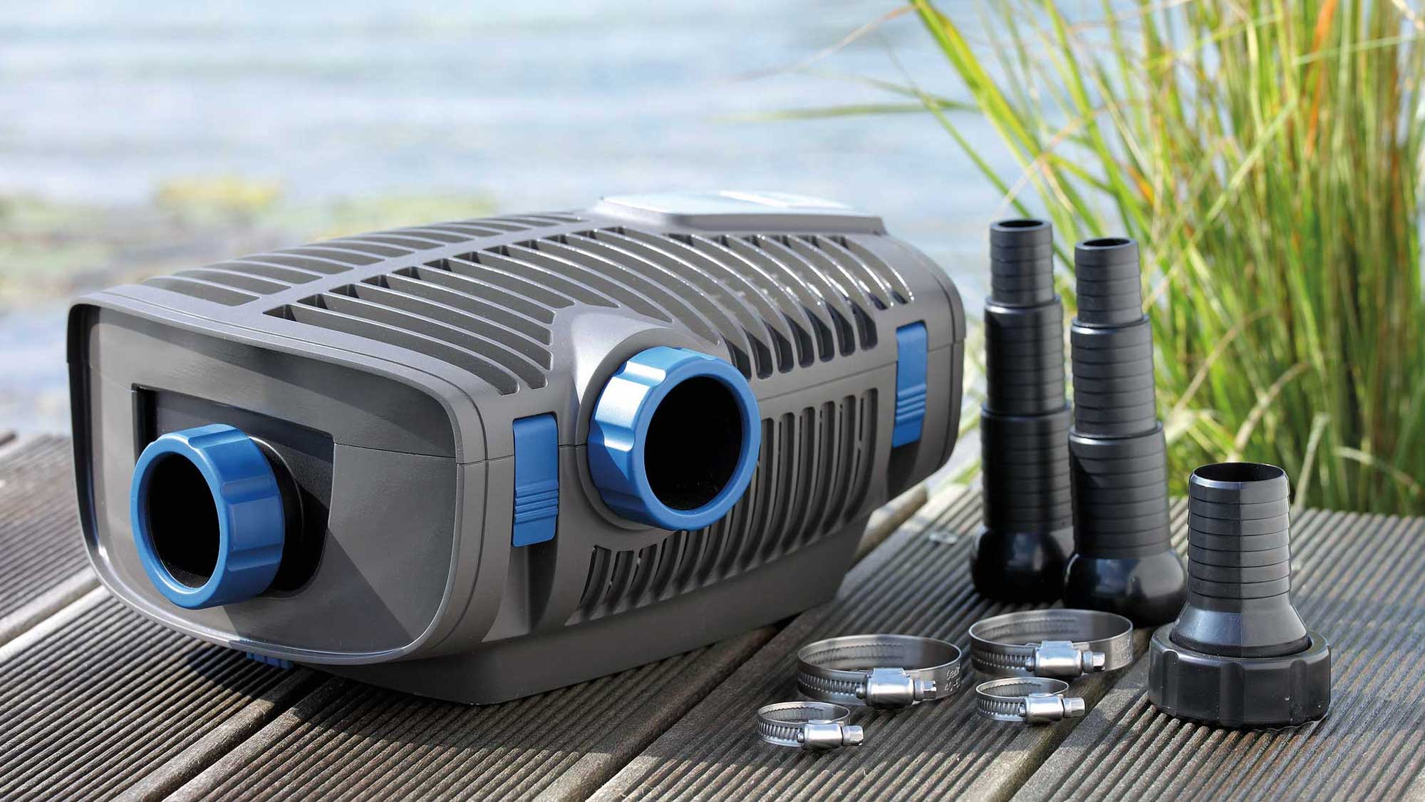 OASE104943-AquaMaxEcoPremium4000 The Oase Aquamax Eco Premium 4000 is an energy-efficient filter and watercourse pump with an extra inlet.