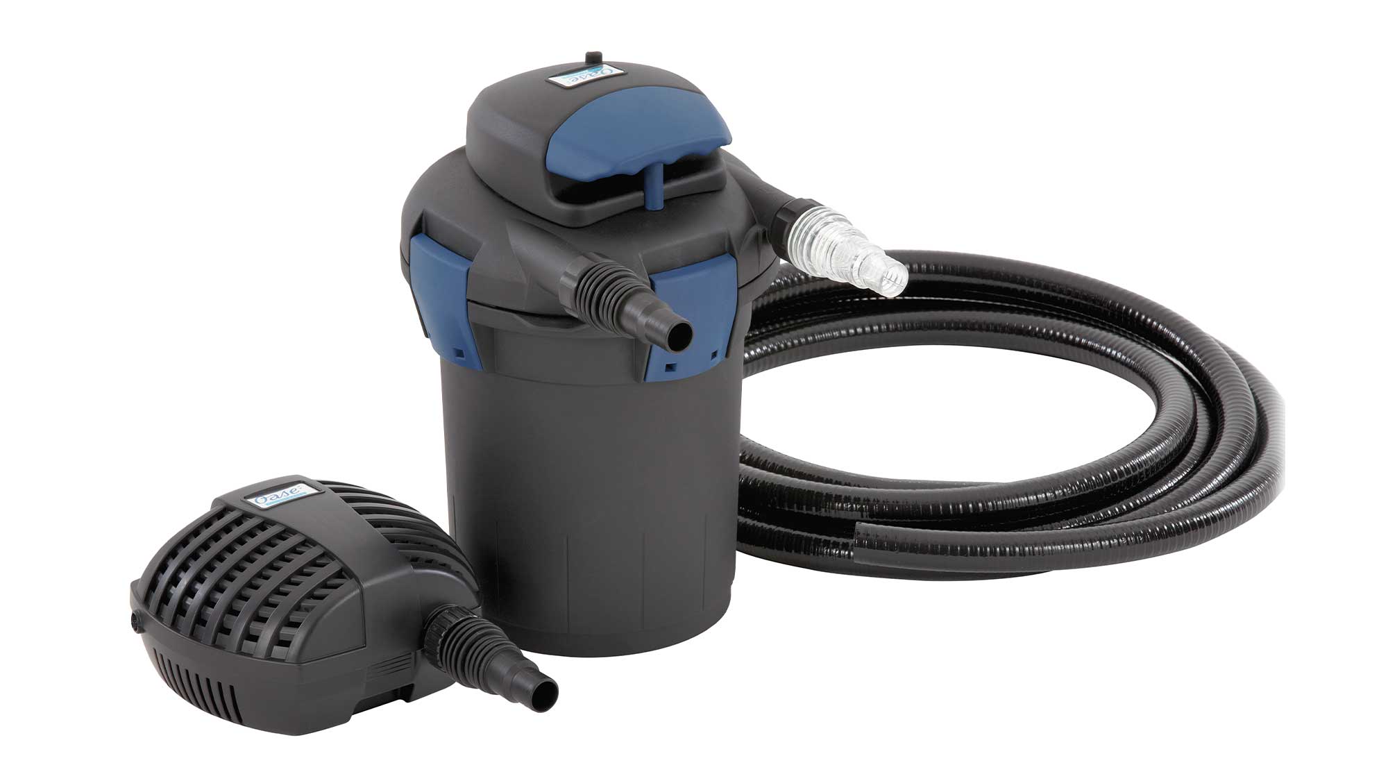 OASE105368-BioPressSet4000 The Oase BioPress Set 4000 is suitable for natural ponds up to 4m³ and goldfish ponds up to 2m³.