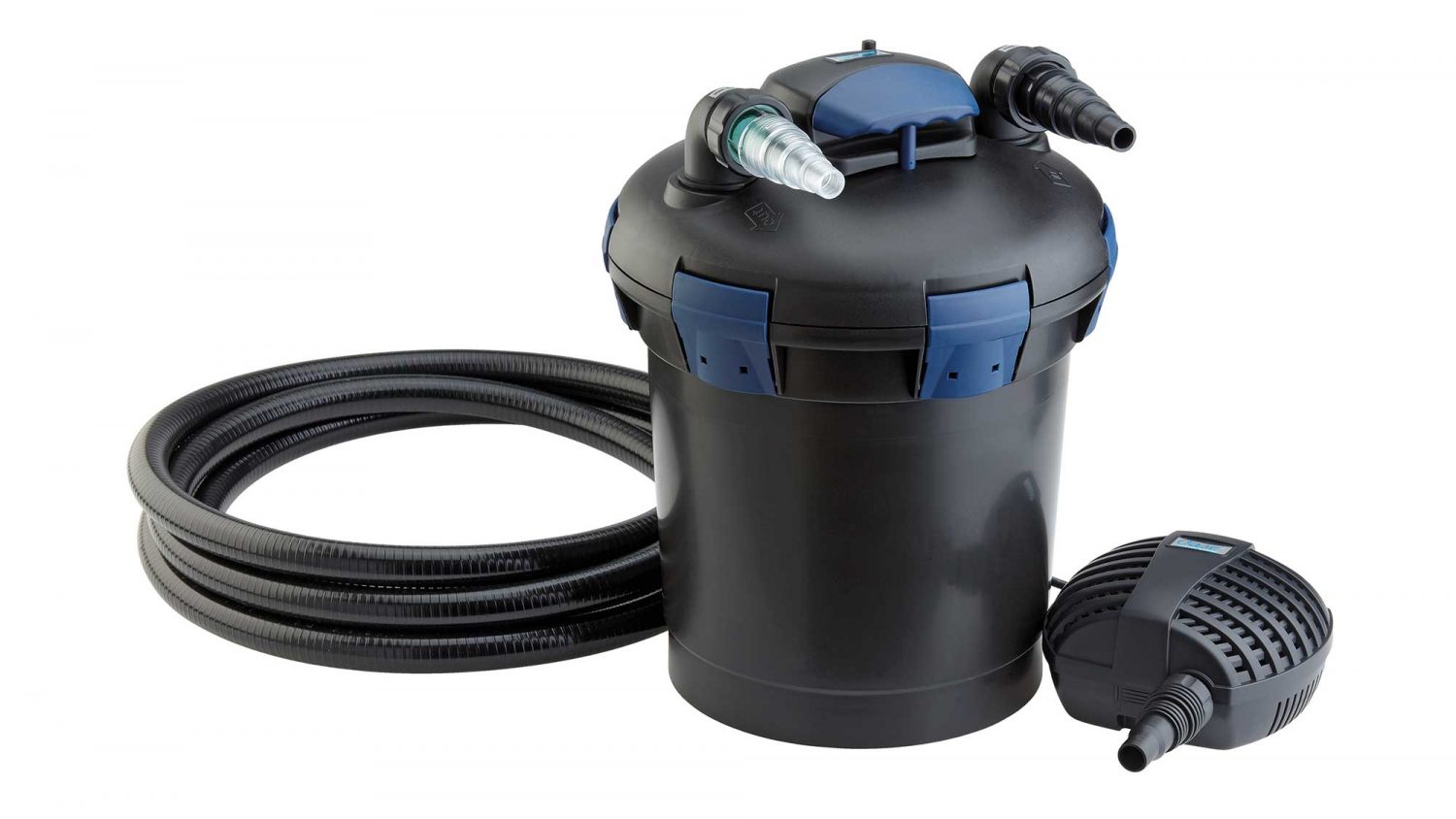 The Oase BioPress Set 6000 is suitable for natural ponds up to 6mยณ and goldfish ponds up to 3mยณ.