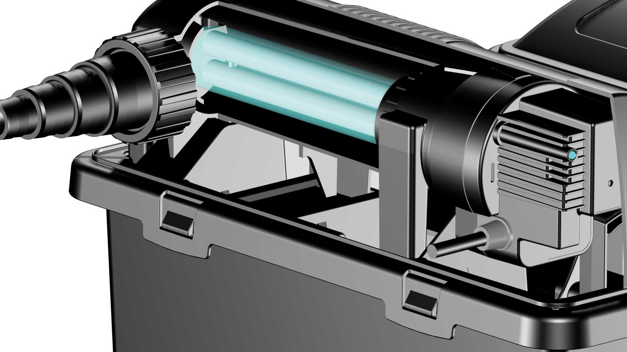 OASE105557-BioSmartSet5000 The Oase BioSmart 16000 UVC through-flow filter has special foam media to break down pond waste and an integrated 11W UV for clear water.