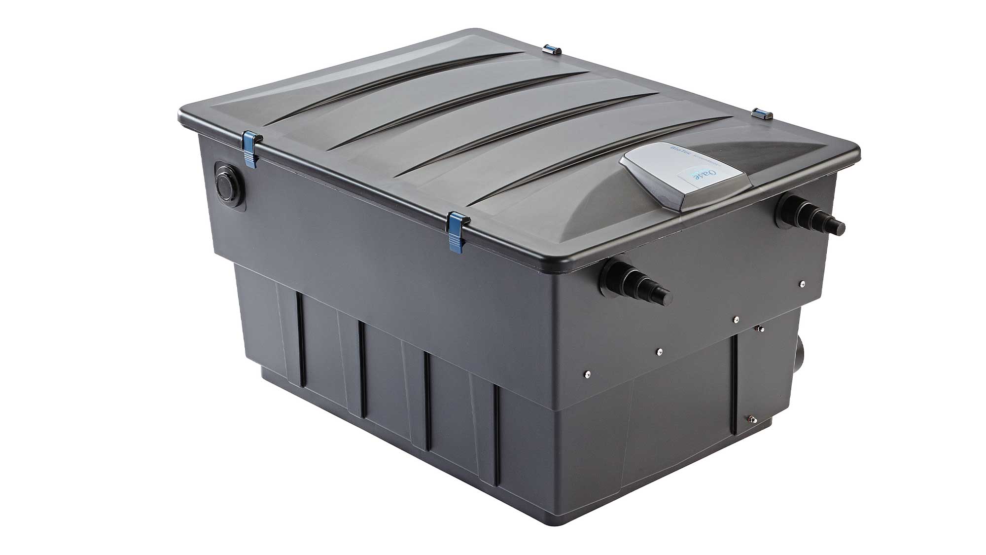 BioTec ScreenMatic 40000 The Oase BioTec ScreenMatic 40000 pond filter combines foam biological media and an automated belt screen to remove solid waste.