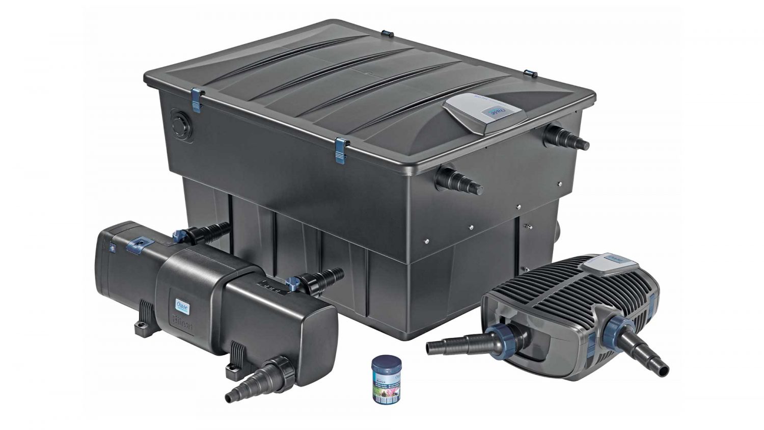 The Oase BioTec ScreenMatic Set 40000 OC includes an AquaMax Eco Premium 13000, Bitron C 36W UVC and Biokick for rapid filter maturation.