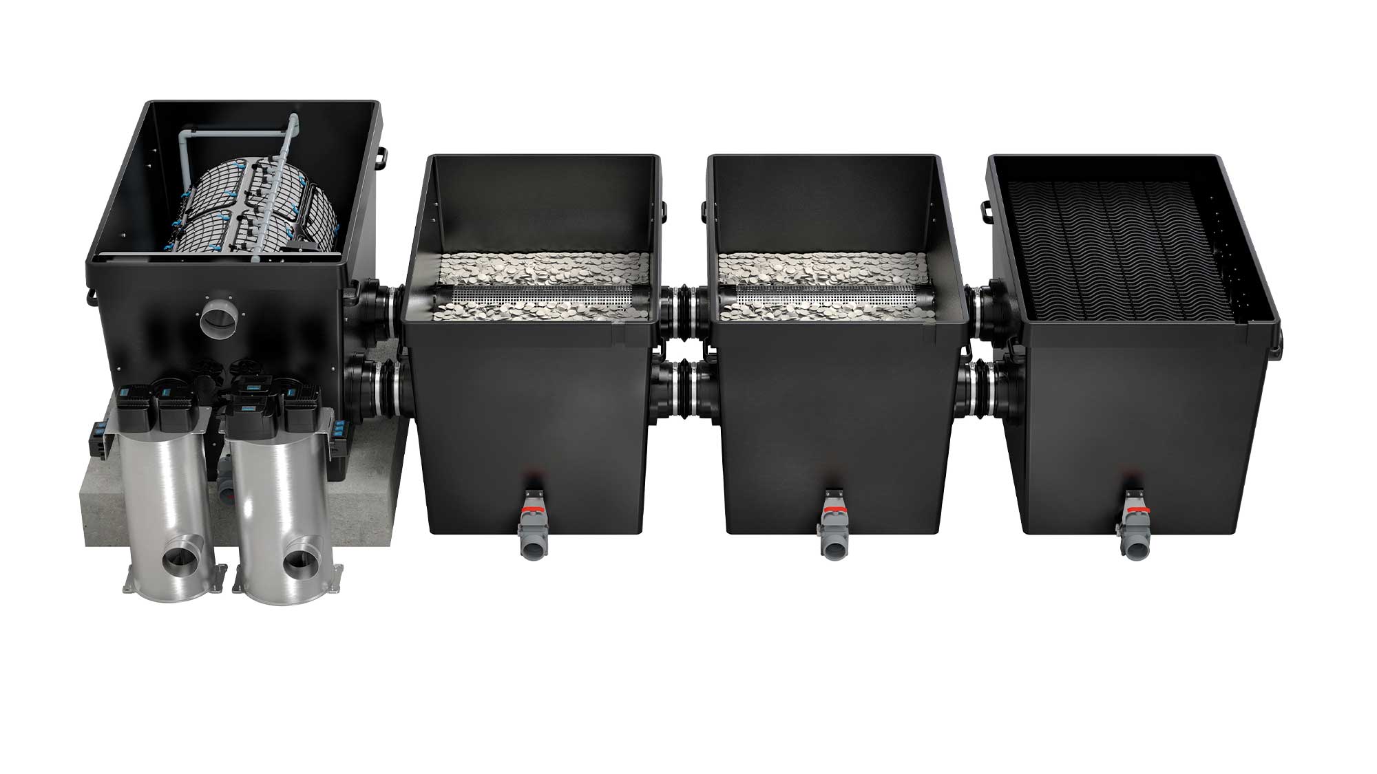 OASE105978-ProfiClear-Premium-TF-XL-Pumped-EGC The Oase ProfiClear Premium XL Pump-Fed Drum Filter is suited to very large natural or swim ponds up to 530mยณ and koi ponds up to 100mยณ.