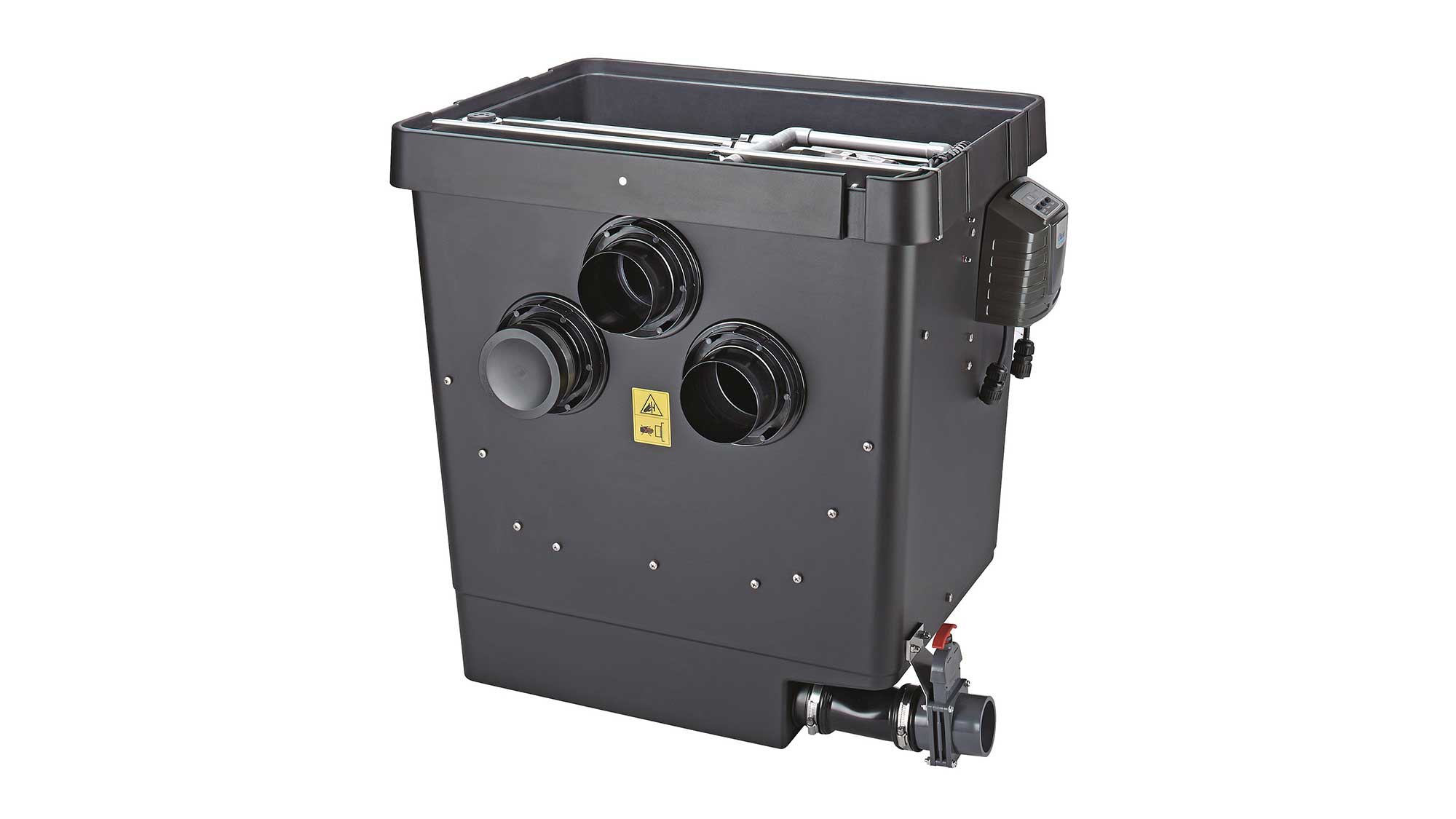 Proficlear Premium Compact-M Gravity-Fed OC The Oase Proficlear Premium Compact-M Gravity-Fed OC drum filter is for natural ponds to 88mยณ, goldfish ponds to 44mยณ, and koi ponds up 22mยณ.