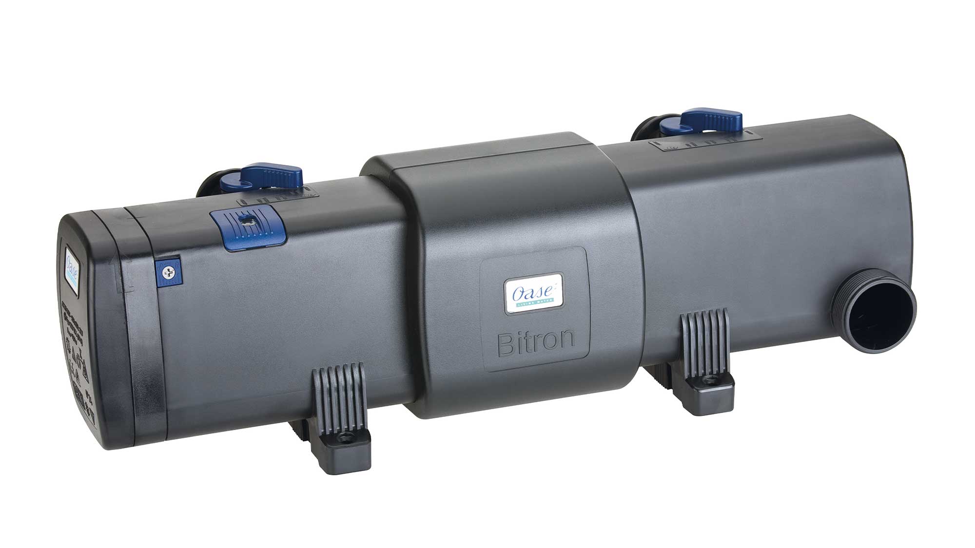 OASE106472-BitronC36W The Oase Bitron C 36W is a UV clarifier for clear water in larger wildlife and goldfish ponds. UV light kills unicellular algae that cause green water.