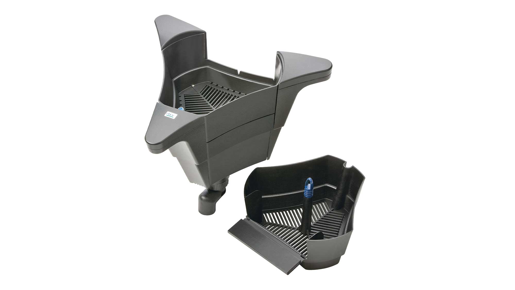 Pond Skimmer Pond skimmers harvest leaves, insects, pollen and debris from the surface of your pond, making the surface of your water shine