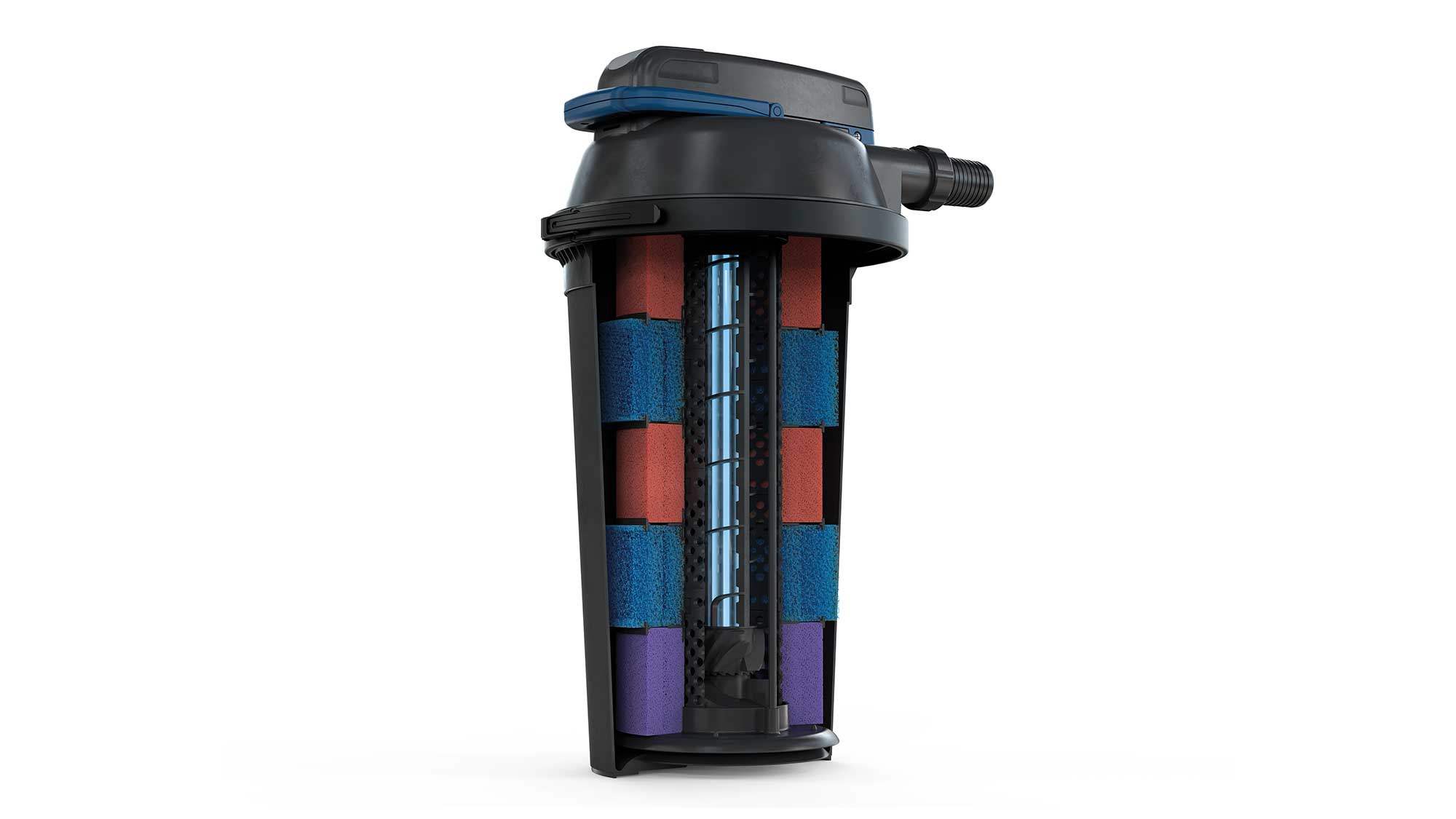 OASE153042-FiltoClear2 The FiltoClear 31000 is suitable for natural ponds up to 31mยณand goldfish ponds up to 15mยณ.