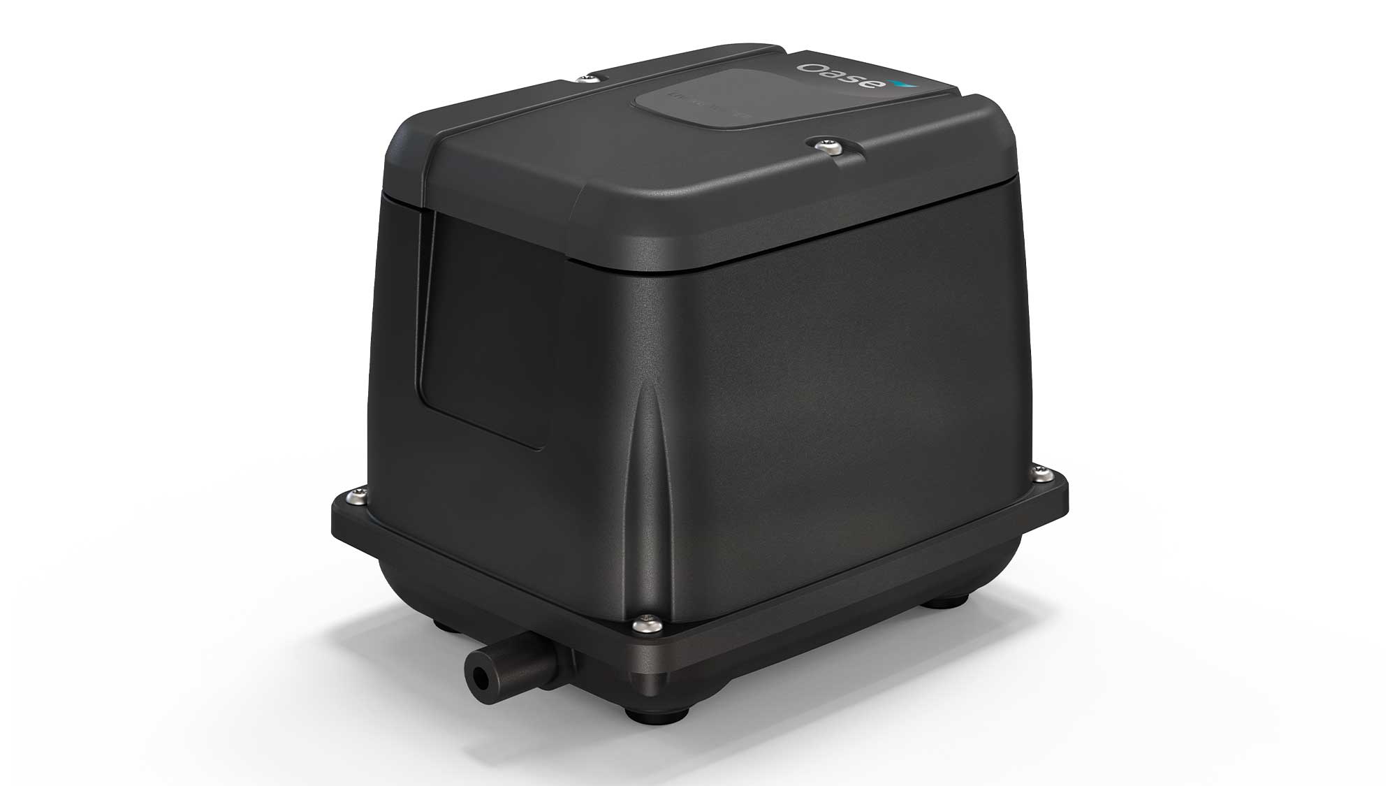 OASE159447-AquaOxy The Oase AquaOxy 2500 is a weatherproof, compact, and particularly quiet air pump. It is supplied complete with air hose and air stones.