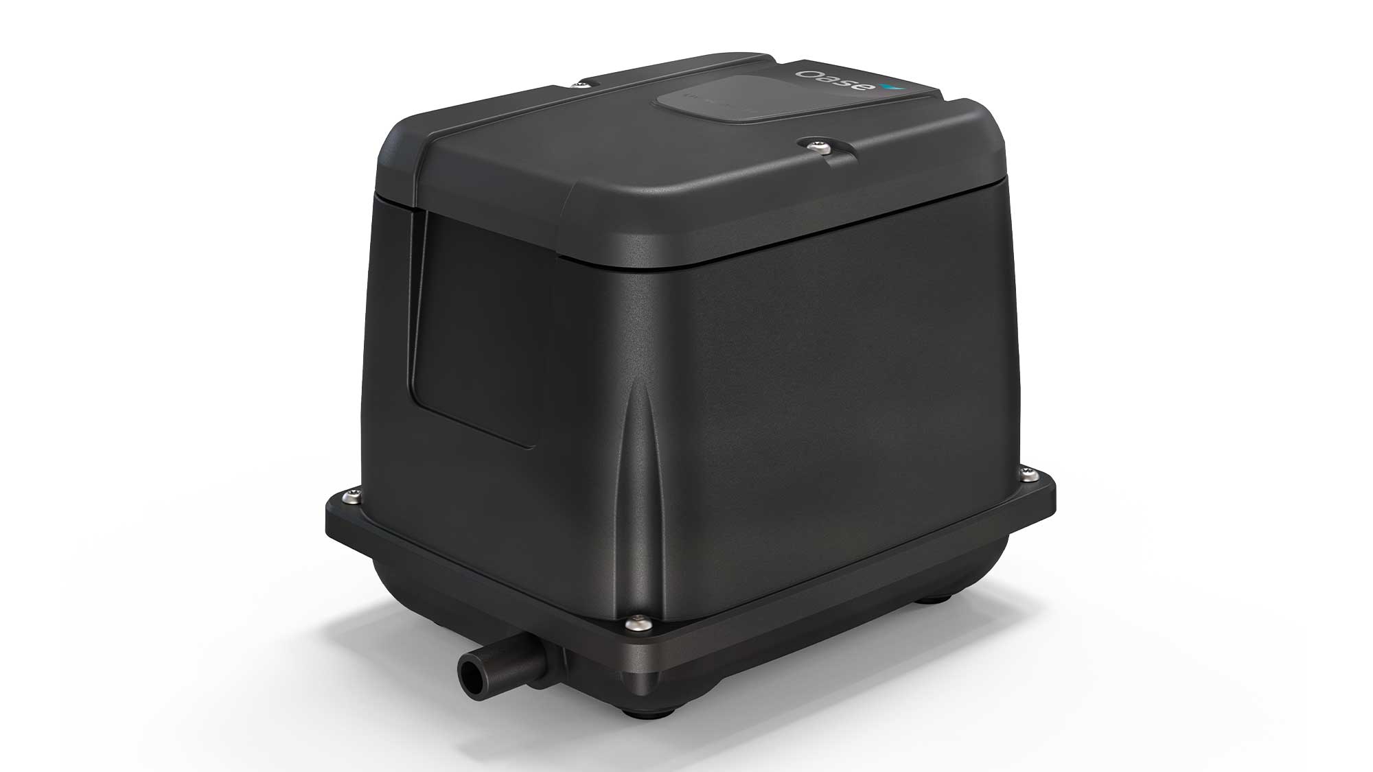 OASE159450-AquaOxy7500 The Oase AquaOxy 7500 is a weatherproof, compact, and particularly quiet air pump. It is supplied complete with air hose and air stones.
